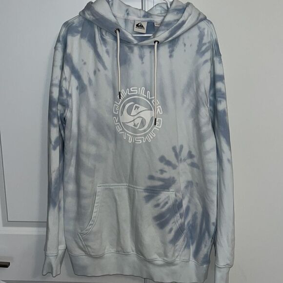 Quiksilver thick tie dye style surfer beach hooded hoodie sweatshirt XL slim - Picture 1 of 4
